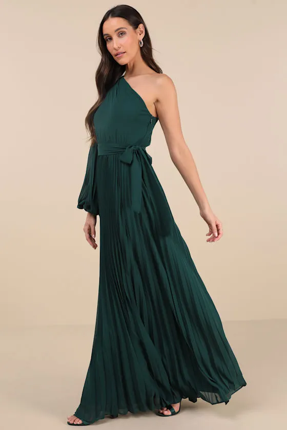 Divine Charm Emerald Green One-Shoulder Maxi Dress sold by Lulus
