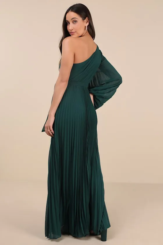 Divine Charm Emerald Green One-Shoulder Maxi Dress sold by Lulus product image thumbnail 2