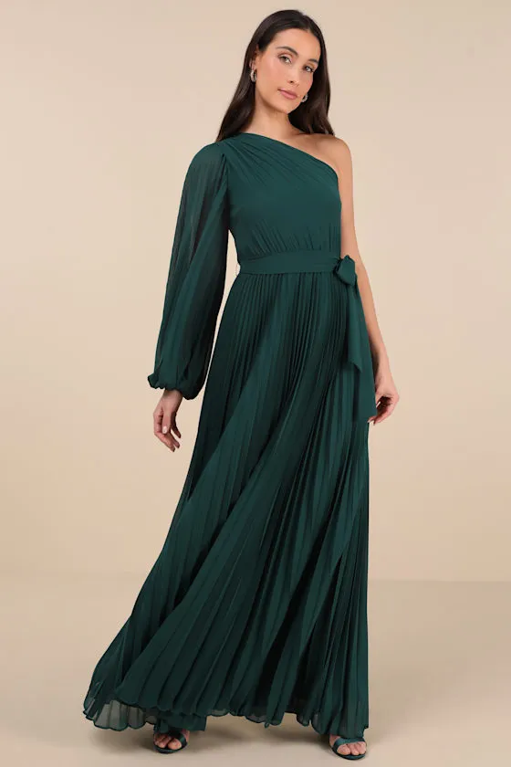 Divine Charm Emerald Green One-Shoulder Maxi Dress sold by Lulus product image thumbnail 3