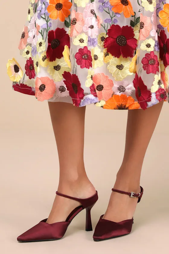 Roslynn Eggplant Satin Pointed-Toe Mule Pumps sold by Lulus product image thumbnail 4