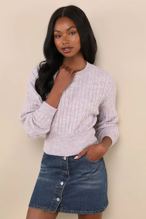 Snuggly Reputation Lilac Multi Space Dye Cable Knit Sweater sold by Lulus