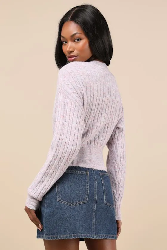 Snuggly Reputation Lilac Multi Space Dye Cable Knit Sweater sold by Lulus product image thumbnail 2