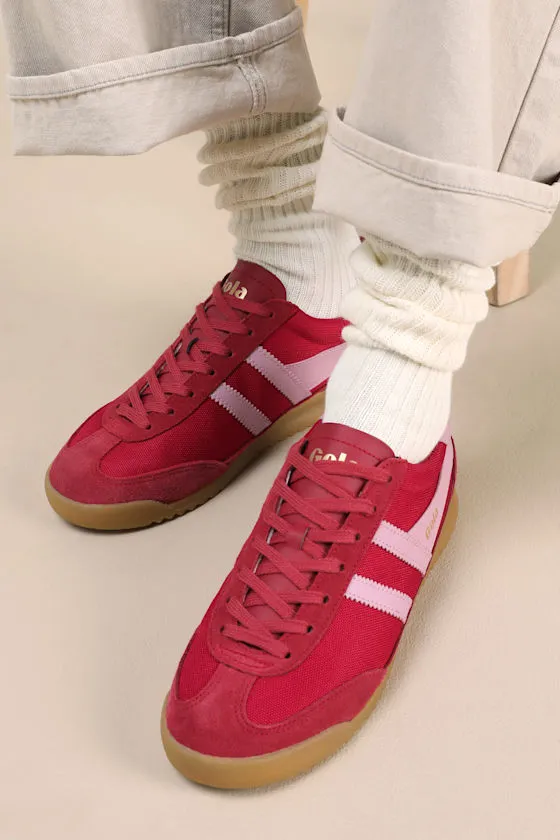 Tornado Deep Red and Candy Color Block Suede Leather Sneakers sold by Lulus product image thumbnail 3