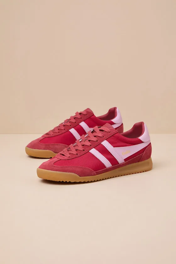 Tornado Deep Red and Candy Color Block Suede Leather Sneakers sold by Lulus product image thumbnail 4
