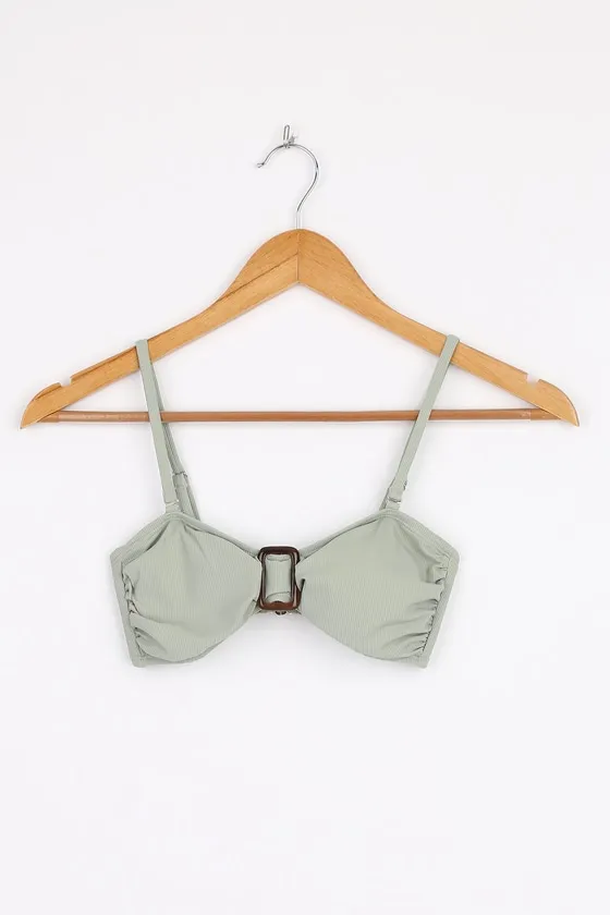 Stay Current Sage Green Ribbed Buckle Bikini Top sold by Lulus product image thumbnail 4
