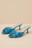 Scarlet Blue Satin Kitten Heel Slide Sandals sold by Lulus