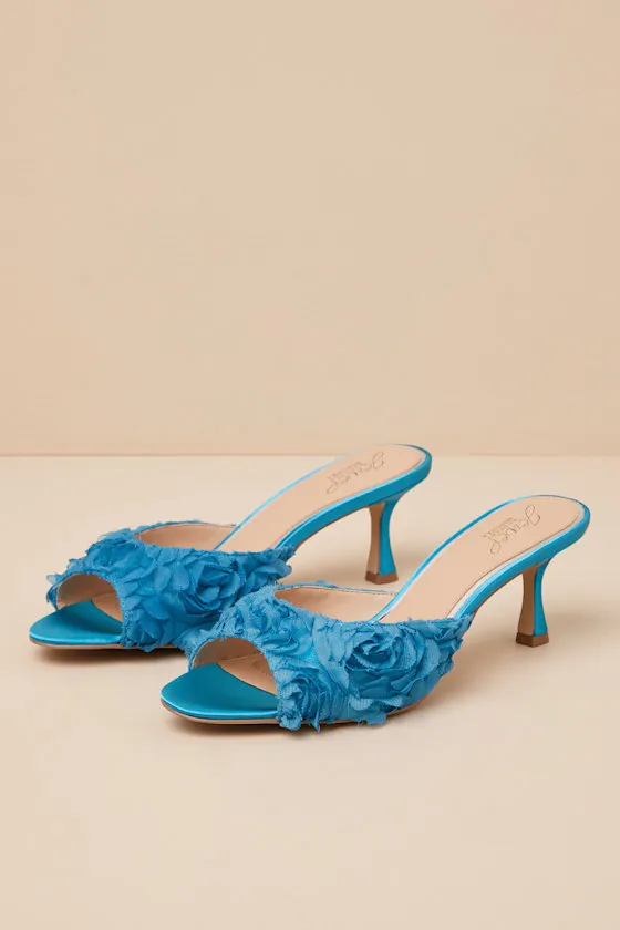 Scarlet Blue Satin Kitten Heel Slide Sandals sold by Lulus product image thumbnail 3