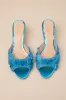 Scarlet Blue Satin Kitten Heel Slide Sandals sold by Lulus