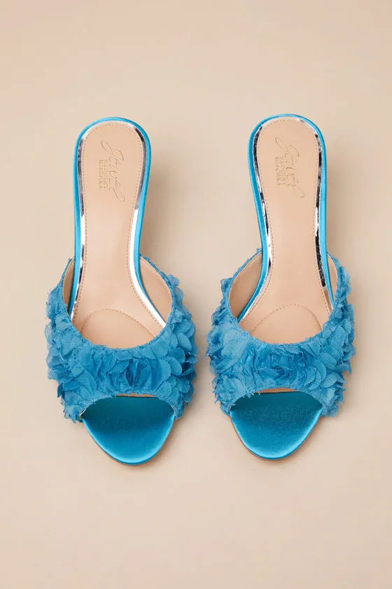 Scarlet Blue Satin Kitten Heel Slide Sandals sold by Lulus product image thumbnail 4