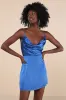 Luxe Reputation Blue Satin Sleeveless Cowl Neck Mini Dress sold by Lulus