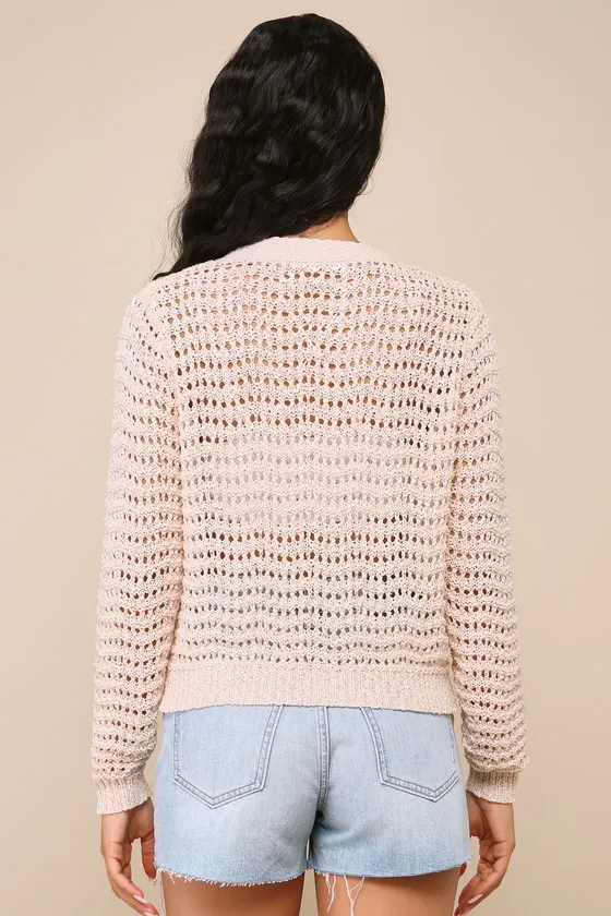 Breezy Attitude Cream Loose Knit Button-Up Cardigan Sweater sold by Lulus product image thumbnail 3