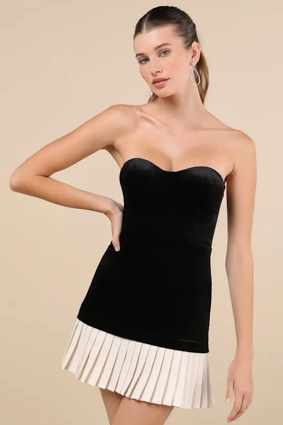 Elevated Invite Black Velvet Strapless Mini Dress sold by Lulus