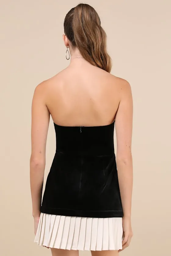 Elevated Invite Black Velvet Strapless Mini Dress sold by Lulus product image thumbnail 2