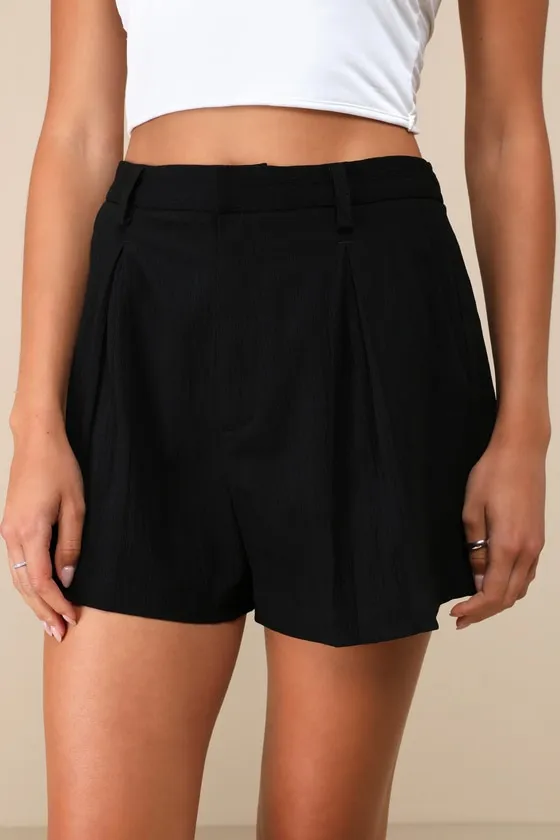 Ideal Choice Black Textured High-Rise Shorts sold by Lulus product image thumbnail 3