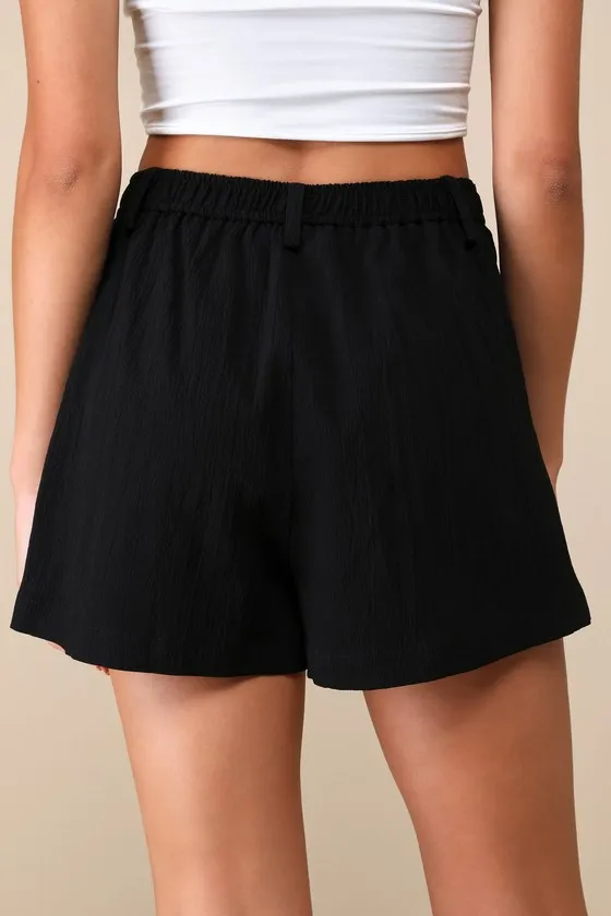 Ideal Choice Black Textured High-Rise Shorts sold by Lulus product image thumbnail 4