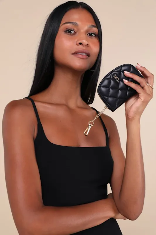 BJadez Black Quilted Cardholder sold by Lulus