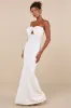 Coveted Glamour White Strapless Bow Mermaid Maxi Dress sold by Lulus