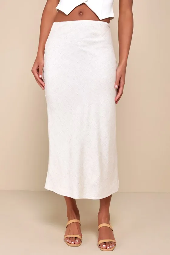 Summery Cutie Beige Linen High-Waisted Midi Skirt sold by Lulus product image thumbnail 2