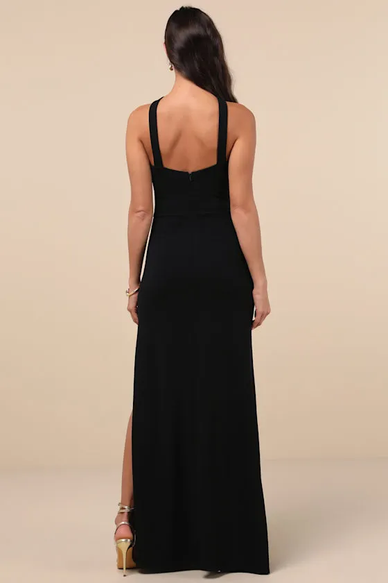 Perfectly Demure Black Backless Column Maxi Dress sold by Lulus product image thumbnail 2