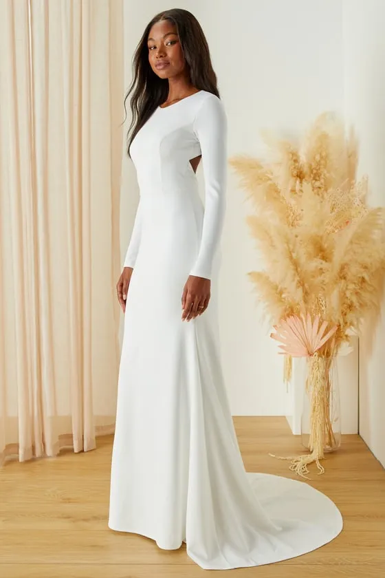 Eloquent Endearment White Long Sleeve Backless Maxi Dress sold by Lulus product image thumbnail 2