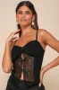 Sultry Pick Black Mesh Sheer Lace Bow Cami Top sold by Lulus