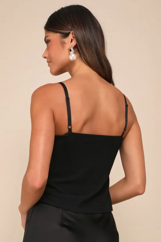 Sultry Pick Black Mesh Sheer Lace Bow Cami Top sold by Lulus product image thumbnail 3