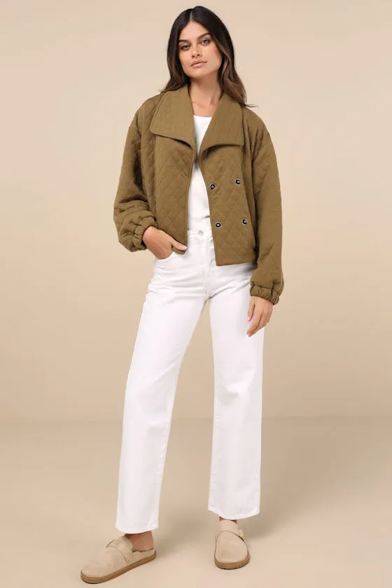 Layered Charisma Olive Green Collared Quilted Jacket sold by Lulus product image thumbnail 2