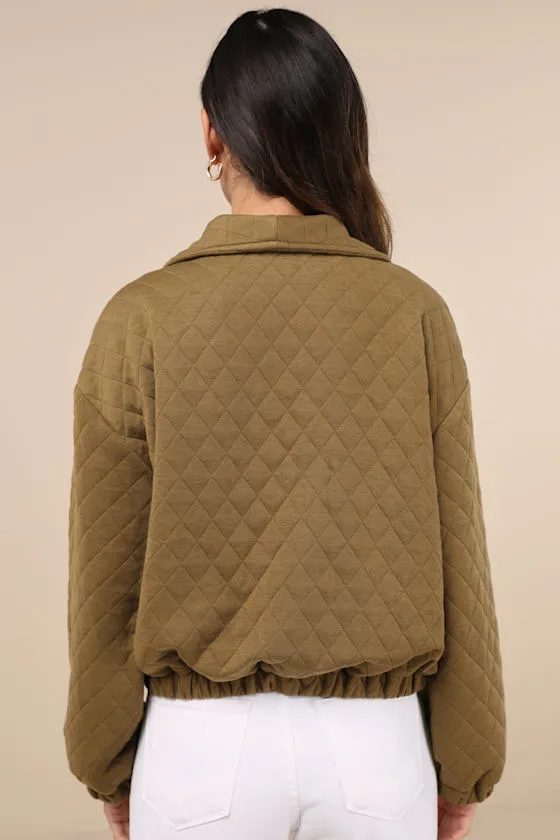 Layered Charisma Olive Green Collared Quilted Jacket sold by Lulus product image thumbnail 3