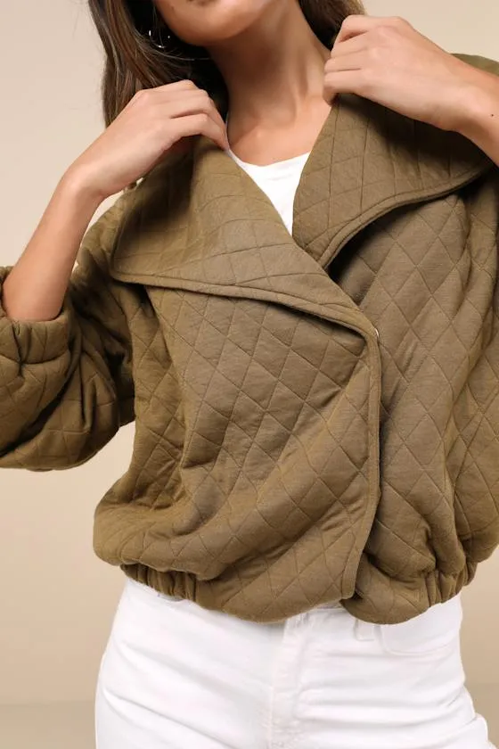 Layered Charisma Olive Green Collared Quilted Jacket sold by Lulus product image thumbnail 4