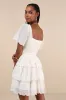 Inclined to Charm Ivory Embroidered Tiered Lace-Up Mini Dress sold by Lulus