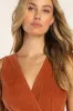 Absolutely Cute Rust Orange Corduroy Faux-Wrap Skort Romper sold by Lulus