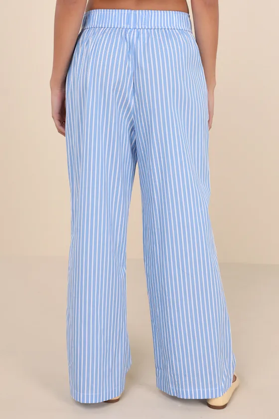 Relaxed Personality Blue Striped Cotton Wide-Leg Pants sold by Lulus product image thumbnail 3