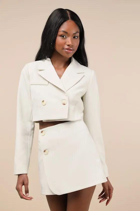 Suit 'Em Up Beige High-Waisted Skort sold by Lulus