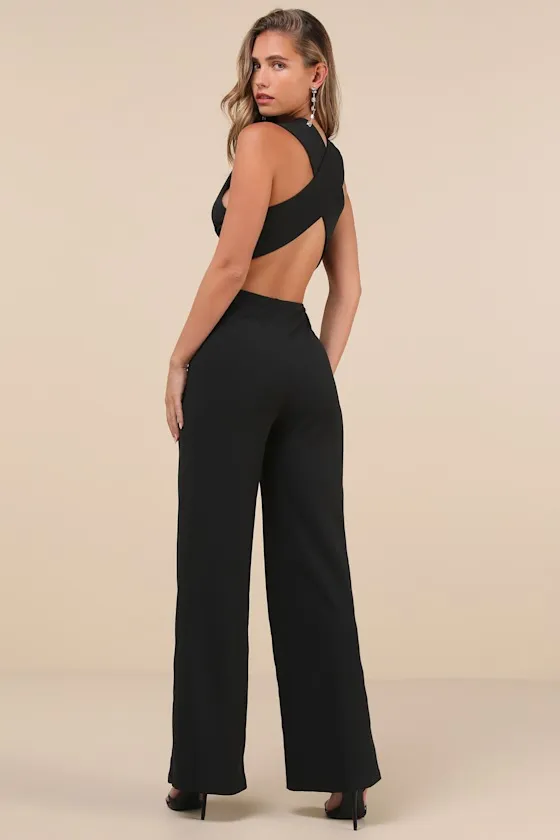 Thinking Out Loud Black Backless Jumpsuit sold by Lulus product image thumbnail 3