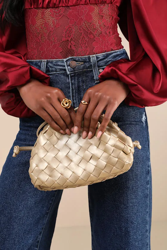 Inclined to Impress Gold Woven Pouch Handbag sold by Lulus product image thumbnail 4