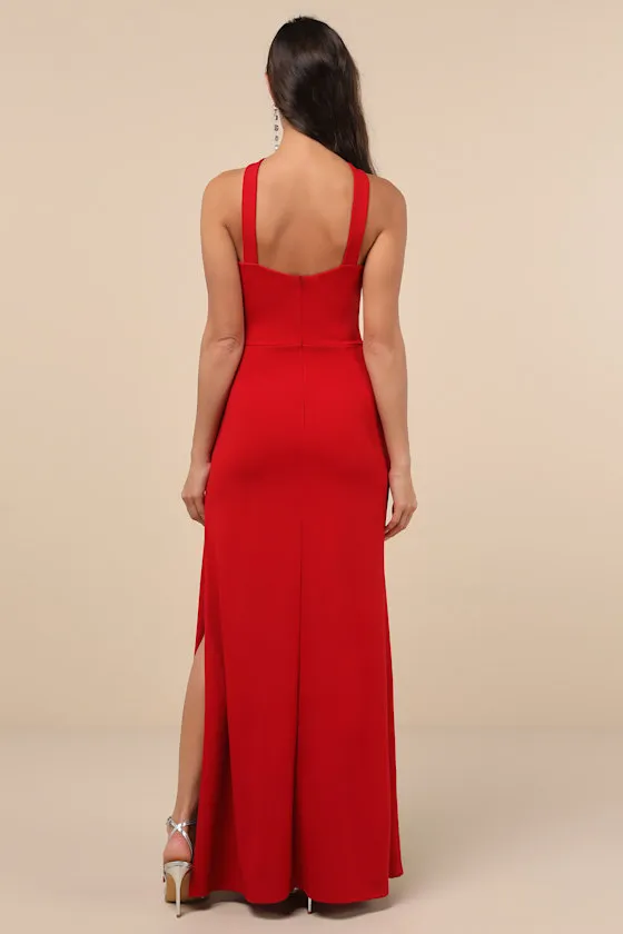 Perfectly Demure Red Backless Column Maxi Dress sold by Lulus product image thumbnail 2