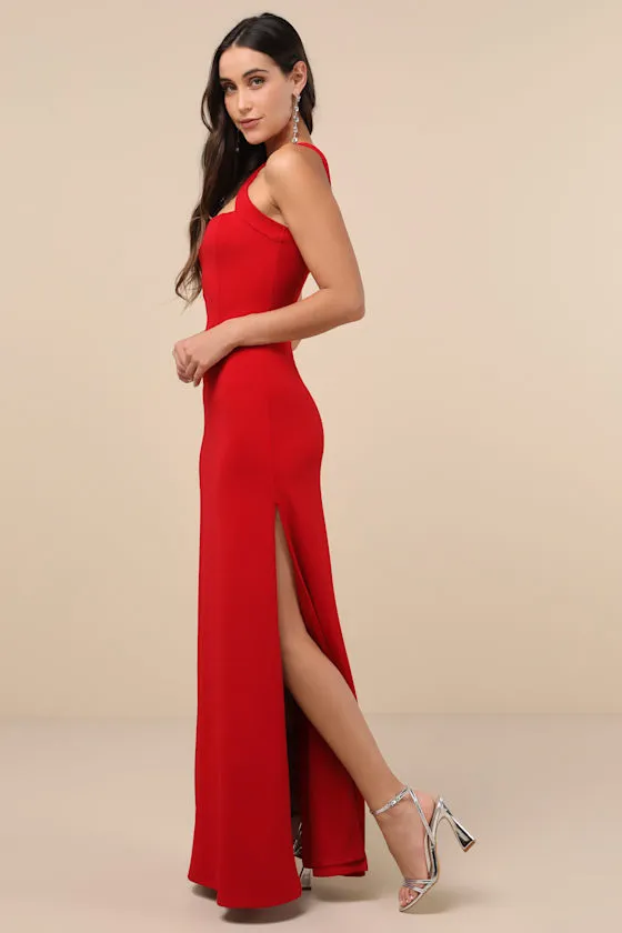 Perfectly Demure Red Backless Column Maxi Dress sold by Lulus product image thumbnail 3