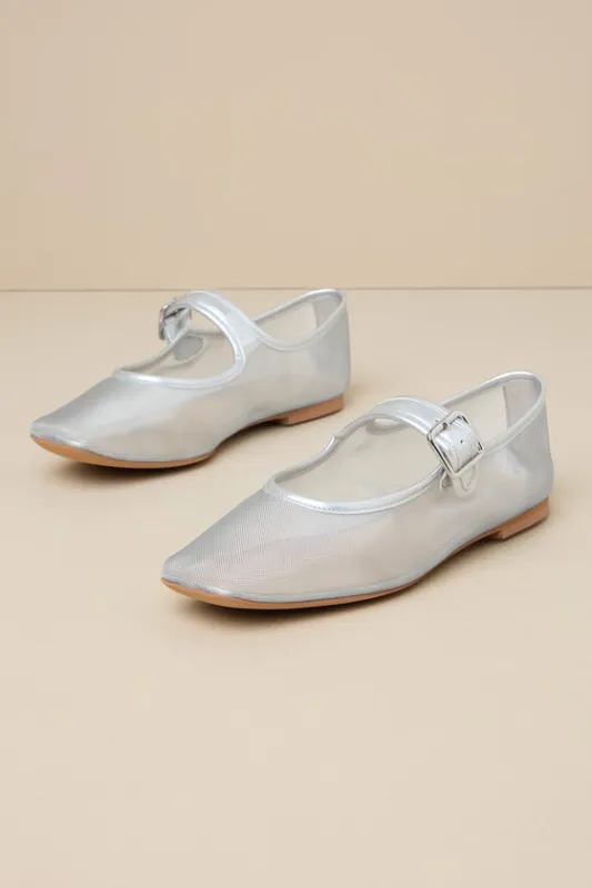 Tribeca Silver Sheer Mesh Ballet Flats sold by Lulus