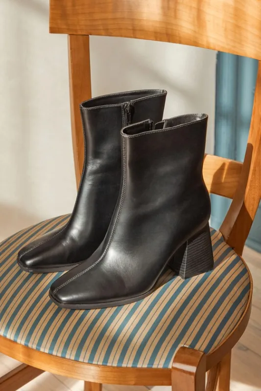 Charleigh Black Square Toe Mid-Calf Boots sold by Lulus