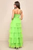 Rule the Runway Lime Green Tulle Bustier Tiered Maxi Dress sold by Lulus