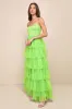 Rule the Runway Lime Green Tulle Bustier Tiered Maxi Dress sold by Lulus