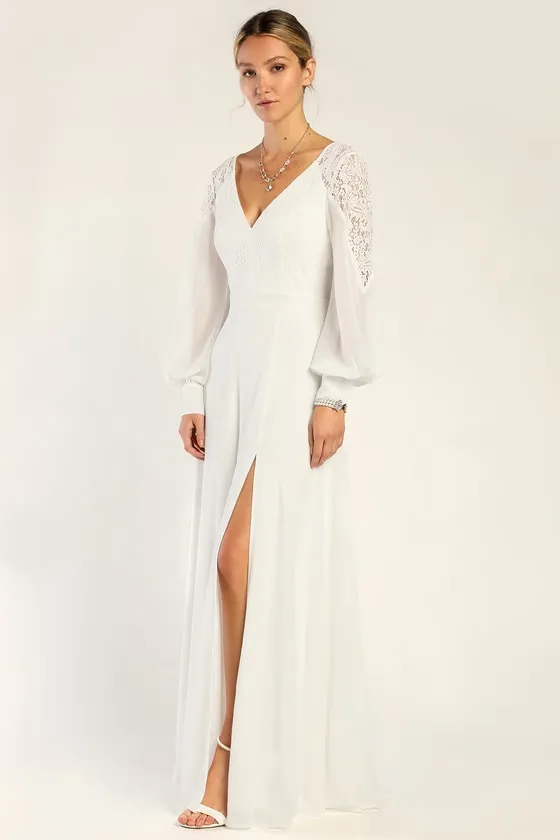Astra White Lace Long Sleeve Backless Maxi Dress sold by Lulus product image thumbnail 4