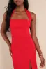 Irresistible Silhouette Red Backless Bustier Halter Midi Dress sold by Lulus