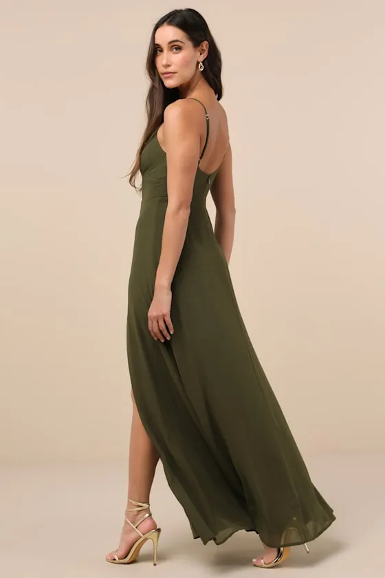 Marveled Beauty Olive Green Sleeveless Tie-Front Maxi Dress sold by Lulus product image thumbnail 2