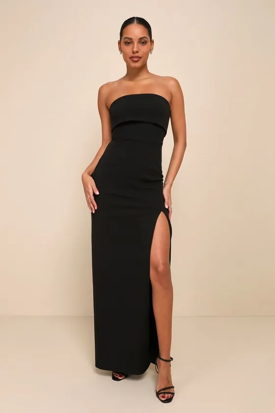 Classy Consideration Black Strapless Maxi Dress sold by Lulus