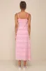 Delightful Cuteness Pink Lace Ruffled Button-Up Maxi Dress sold by Lulus