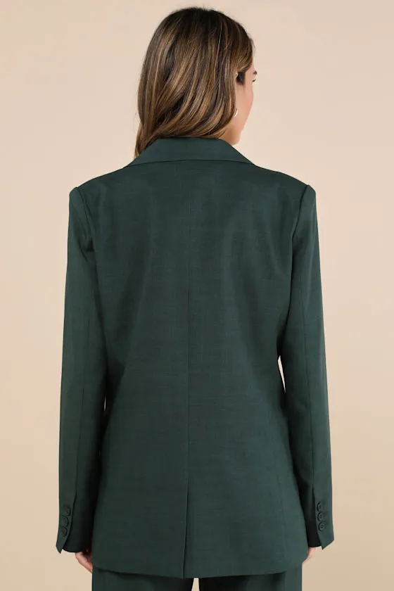 Bold Poise Dark Green Button-Front Blazer sold by Lulus product image thumbnail 3