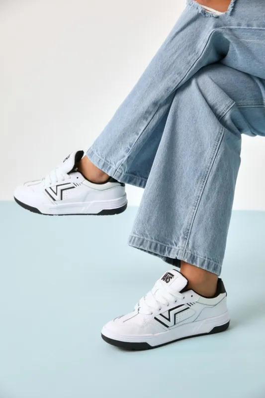 Upland White and Black Color Block Chunky Leather Sneakers sold by Lulus