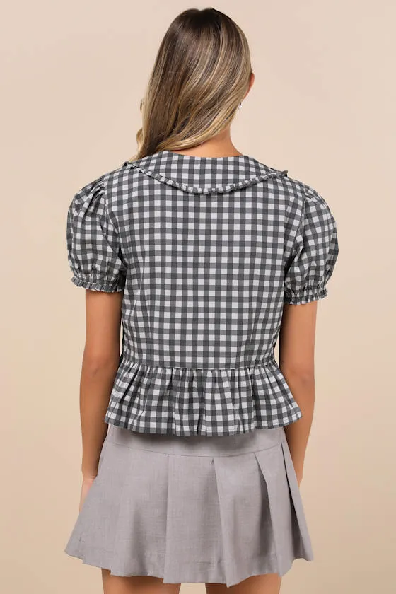 Talora Black Gingham Tie-Front Top sold by Lulus product image thumbnail 2