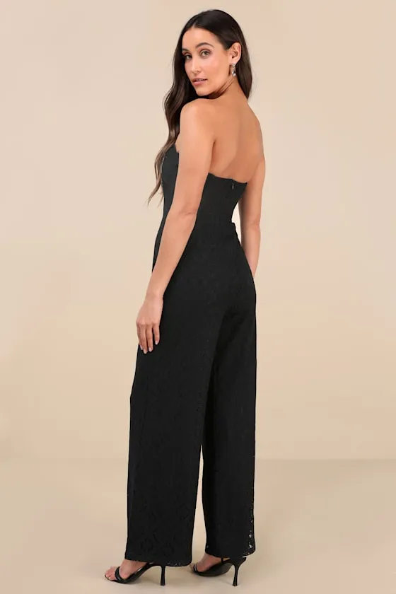 Intriguing Elegance Black Lace Strapless Jumpsuit sold by Lulus product image thumbnail 2